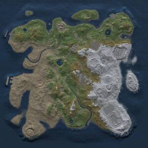 Thumbnail Rust Map: Procedural Map, Size: 3600, Seed: 539487162, 14 Monuments