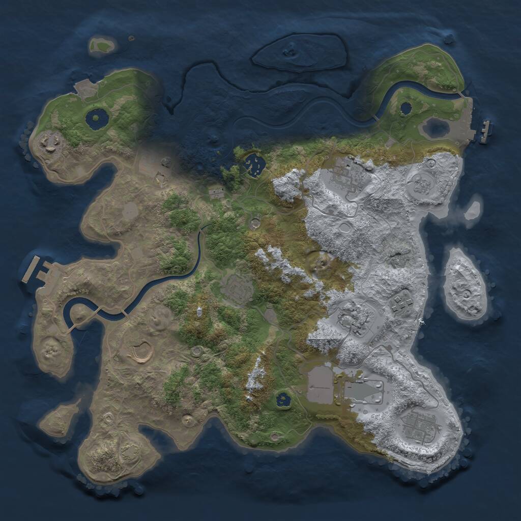 Rust Map: Procedural Map, Size: 3600, Seed: 539487162, 16 Monuments