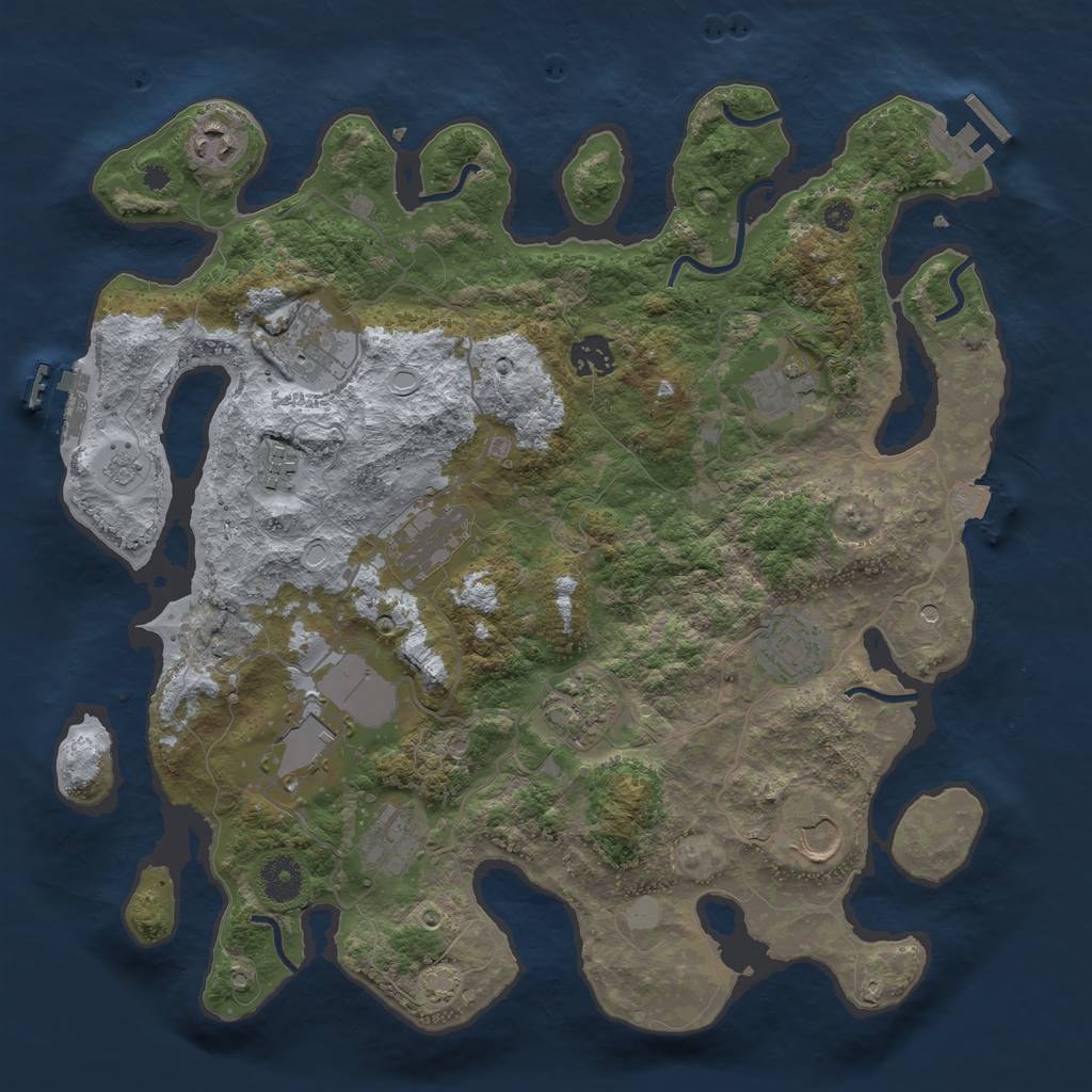 Rust Map: Procedural Map, Size: 3750, Seed: 206185, 19 Monuments