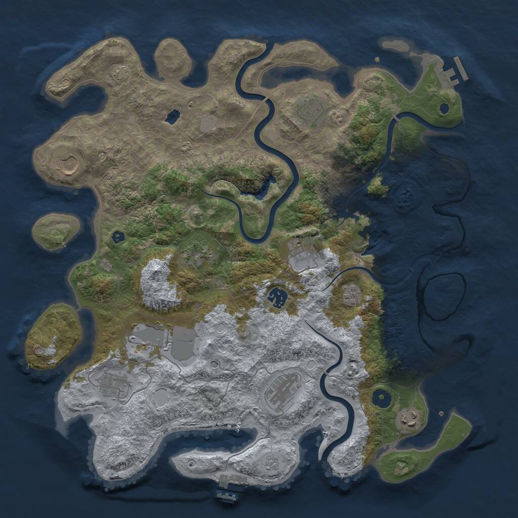 Rust Map: Procedural Map, Size: 4100, Seed: 332562489, 16 Monuments