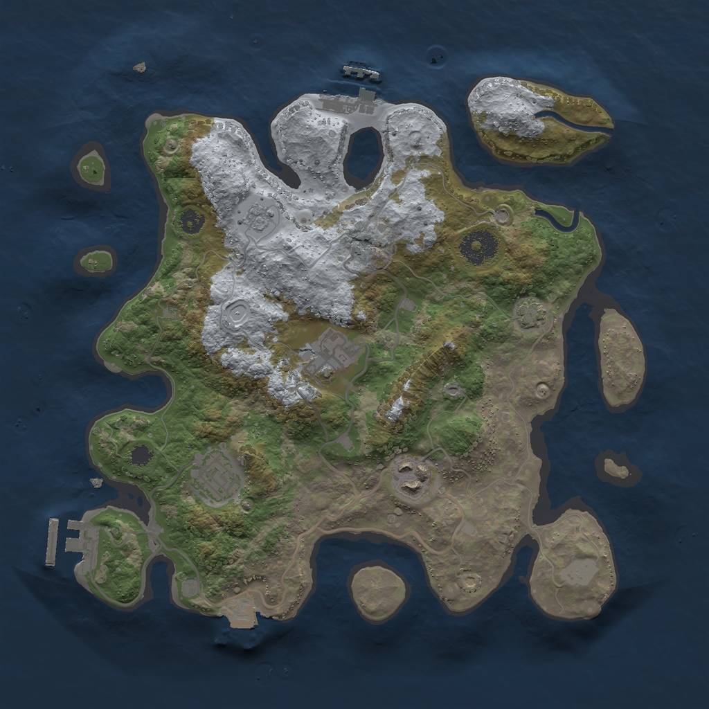 Rust Map: Procedural Map, Size: 3000, Seed: 1983029, 10 Monuments