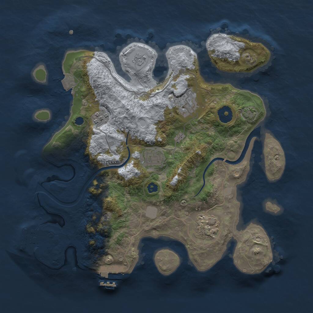 Rust Map: Procedural Map, Size: 3000, Seed: 1983029, 10 Monuments