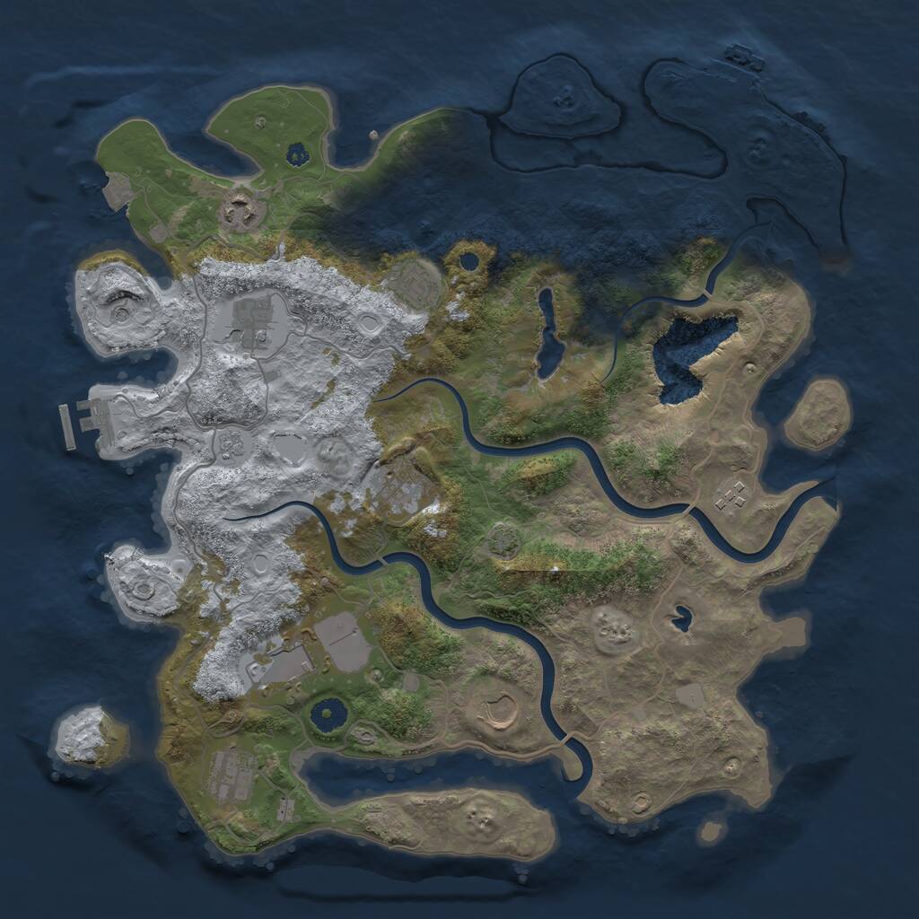 Rust Map: Procedural Map, Size: 4000, Seed: 2054797574, 14 Monuments