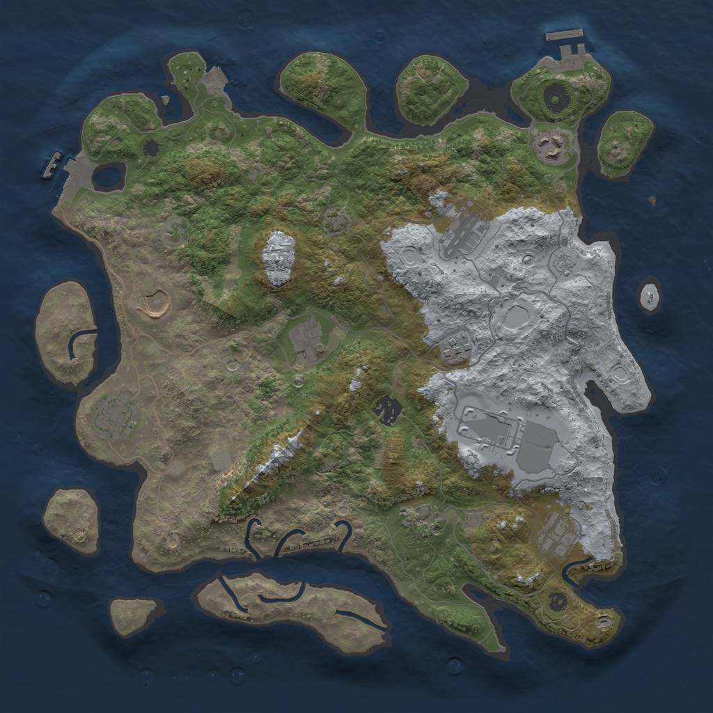 Rust Map: Procedural Map, Size: 3850, Seed: 674766816, 18 Monuments