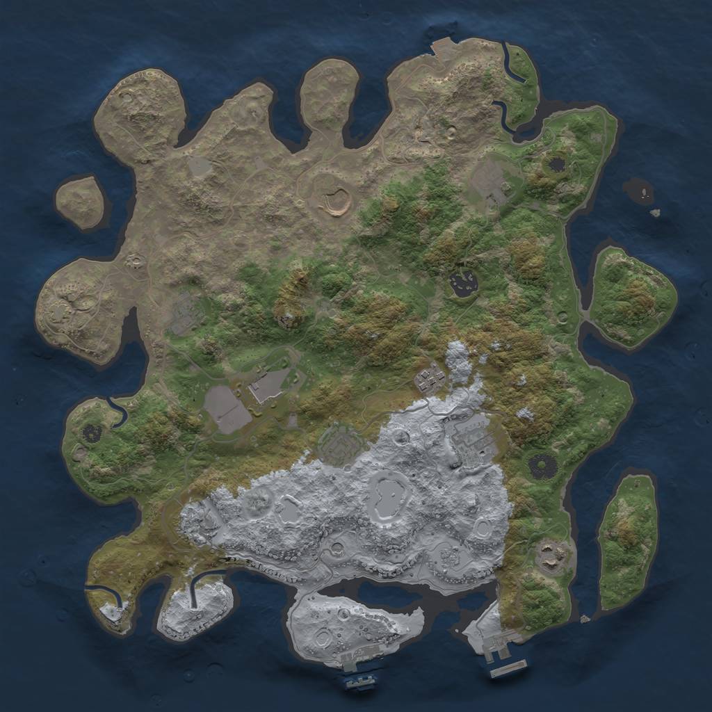 Rust Map: Procedural Map, Size: 3850, Seed: 866525311, 18 Monuments