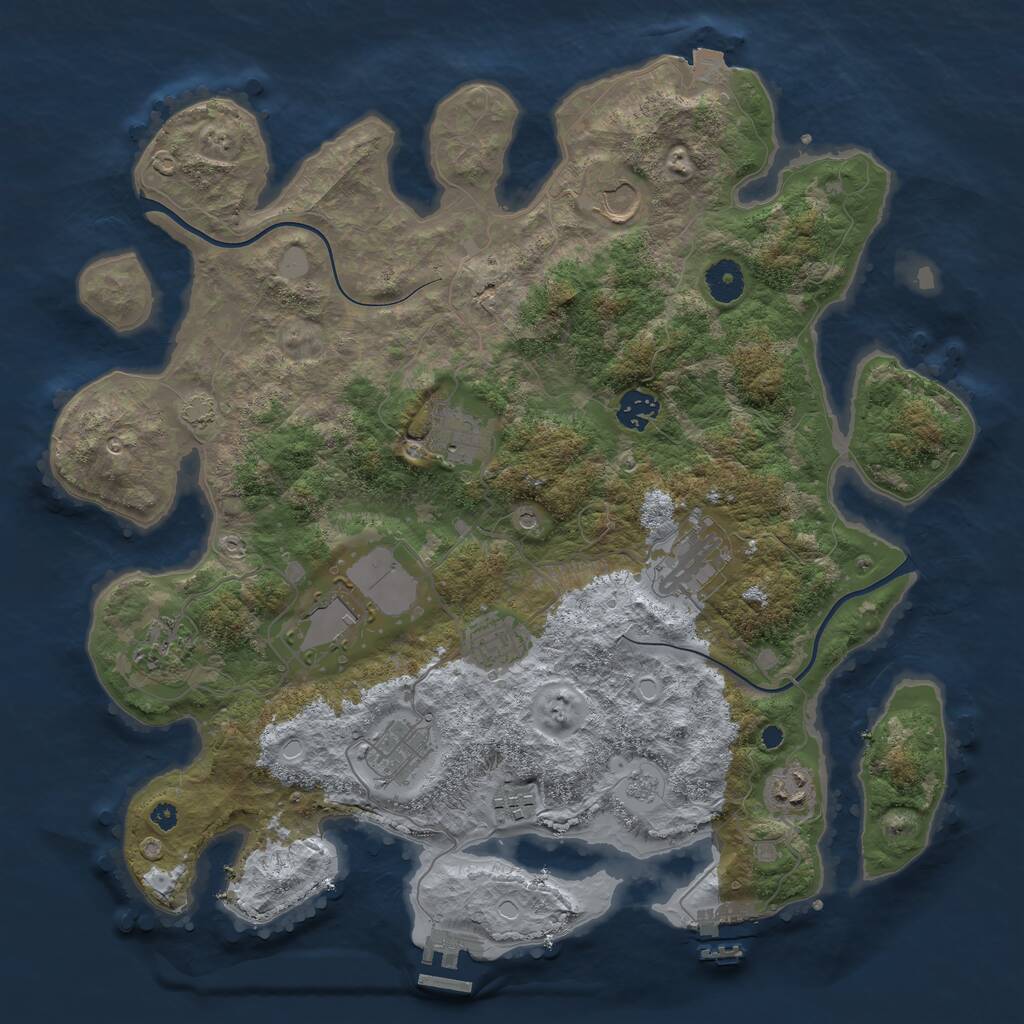 Rust Map: Procedural Map, Size: 3850, Seed: 866525311, 16 Monuments