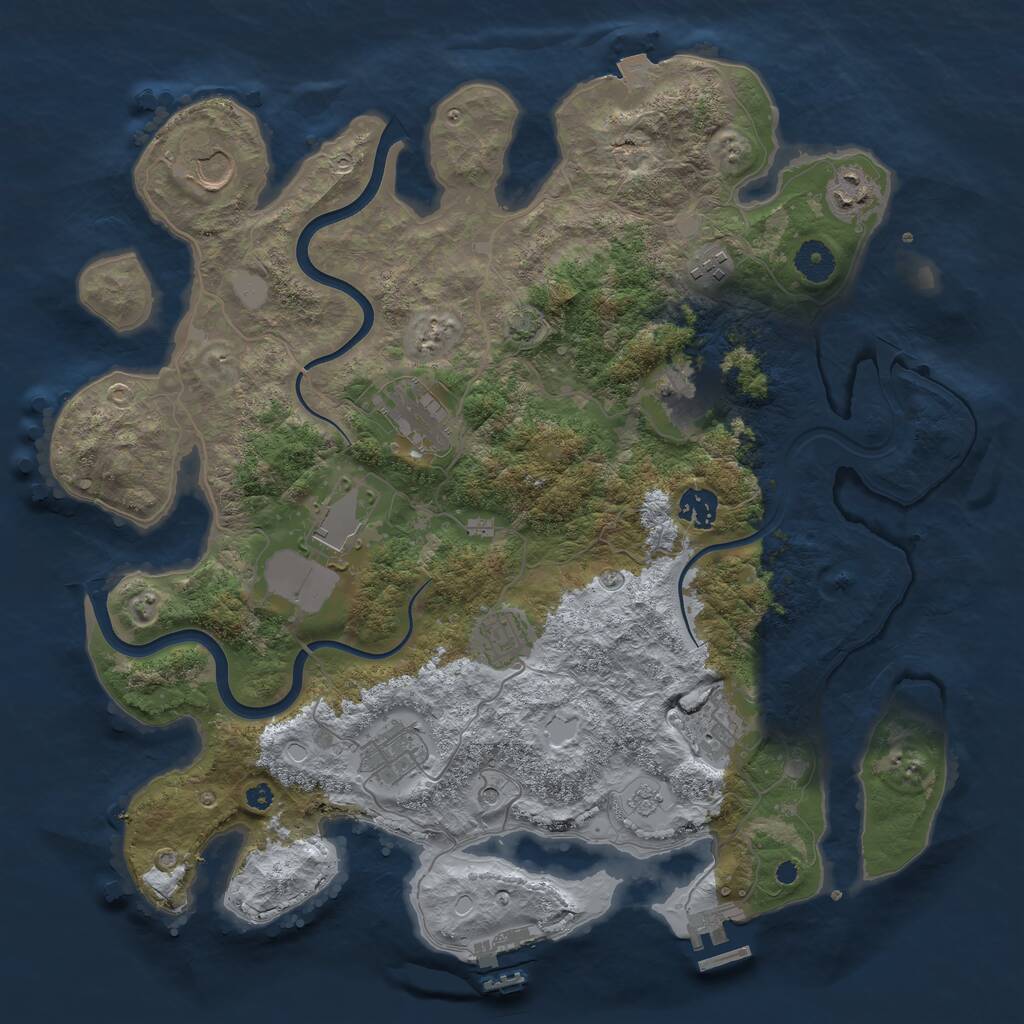 Rust Map: Procedural Map, Size: 3850, Seed: 866525311, 18 Monuments