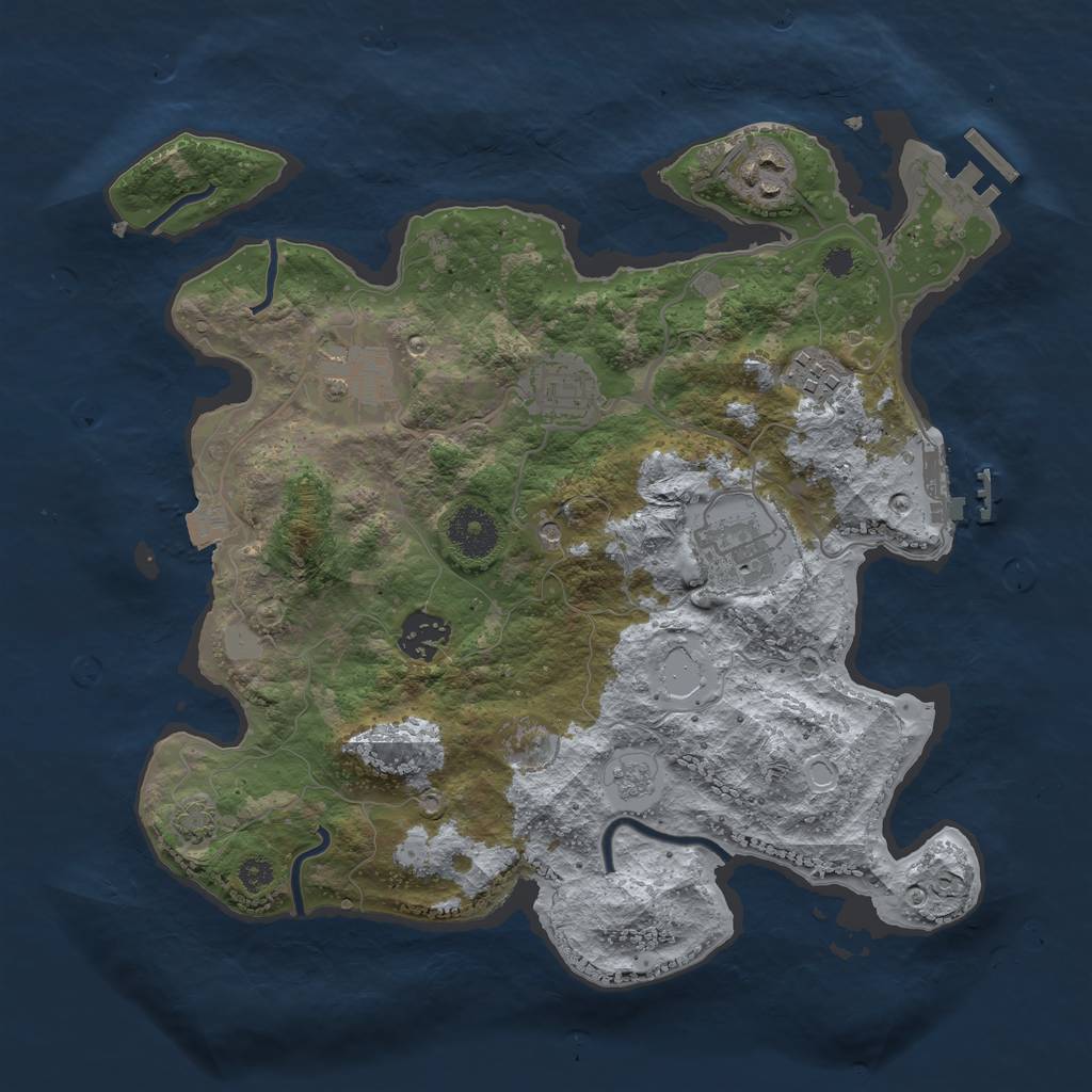 Rust Map: Procedural Map, Size: 3300, Seed: 1308082358, 14 Monuments