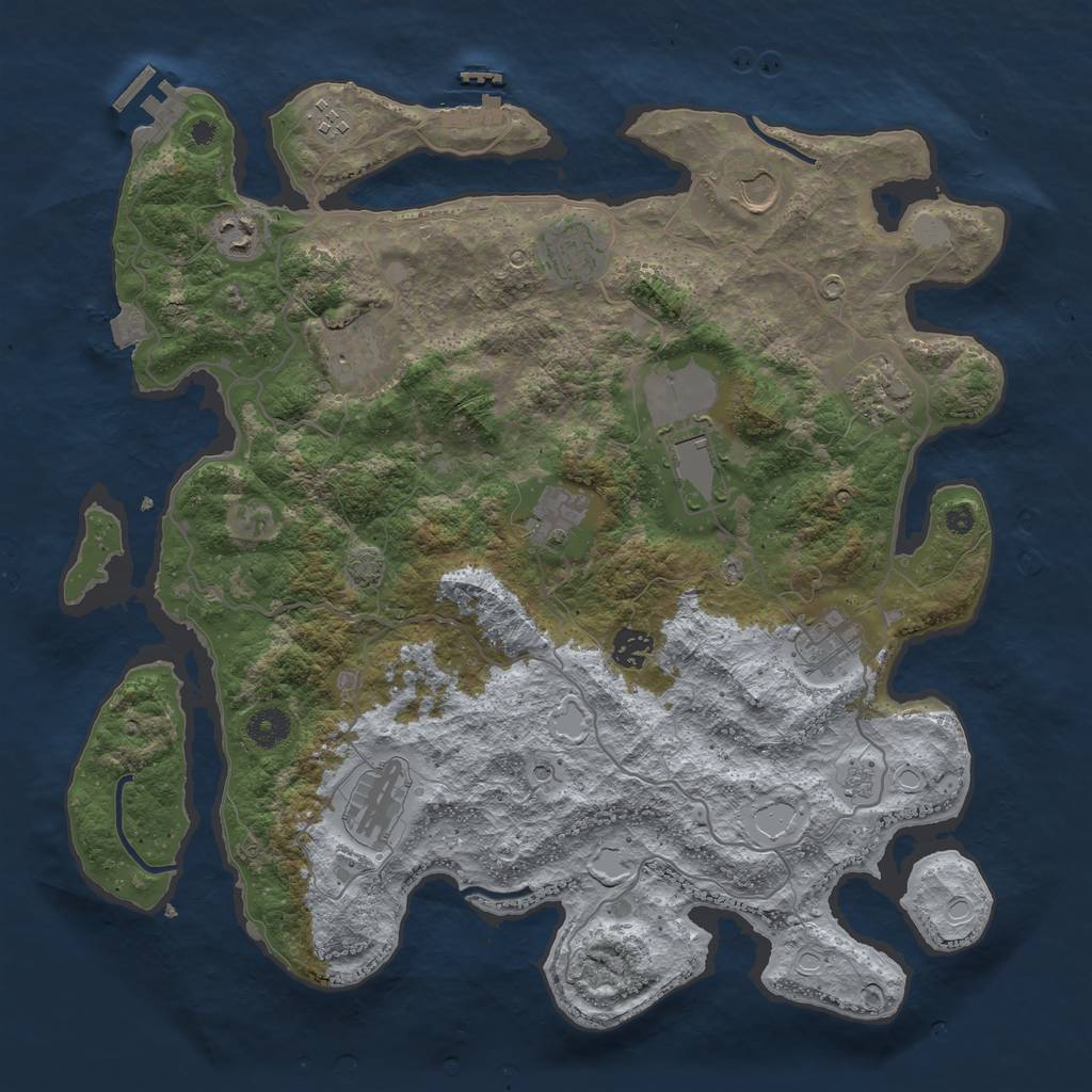 Rust Map: Procedural Map, Size: 4000, Seed: 629206394, 19 Monuments