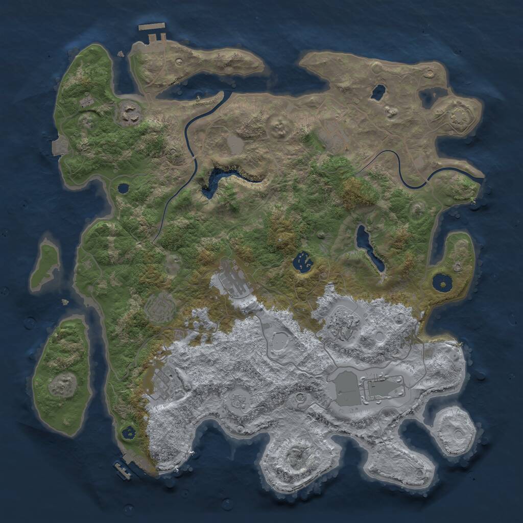 Rust Map: Procedural Map, Size: 4000, Seed: 629206394, 14 Monuments