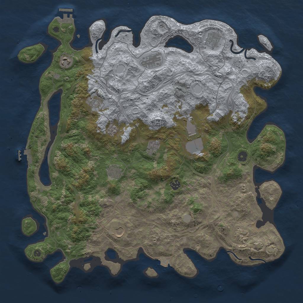 Rust Map: Procedural Map, Size: 4500, Seed: 245489530, 19 Monuments
