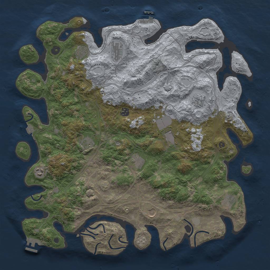 Rust Map: Procedural Map, Size: 4500, Seed: 826380839, 19 Monuments