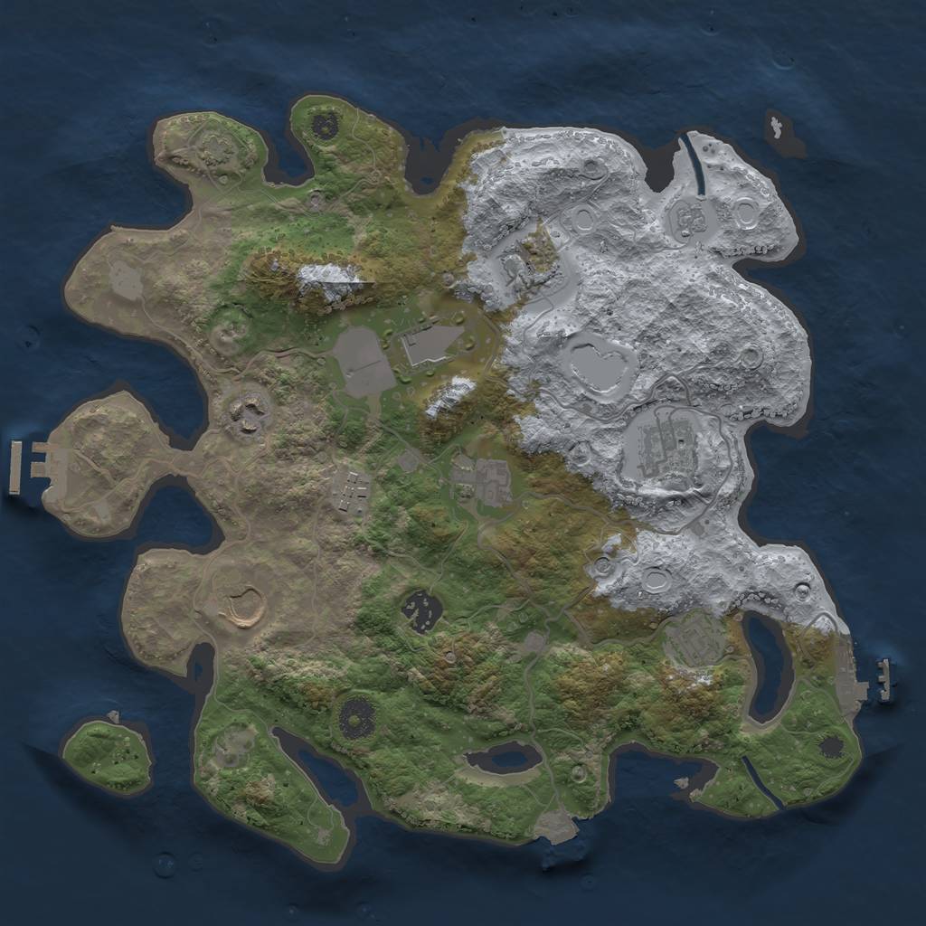 Rust Map: Procedural Map, Size: 3500, Seed: 88891, 17 Monuments