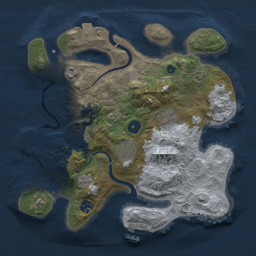 Rust Map: Procedural Map, Size: 3000, Seed: 2096052994, 14 Monuments