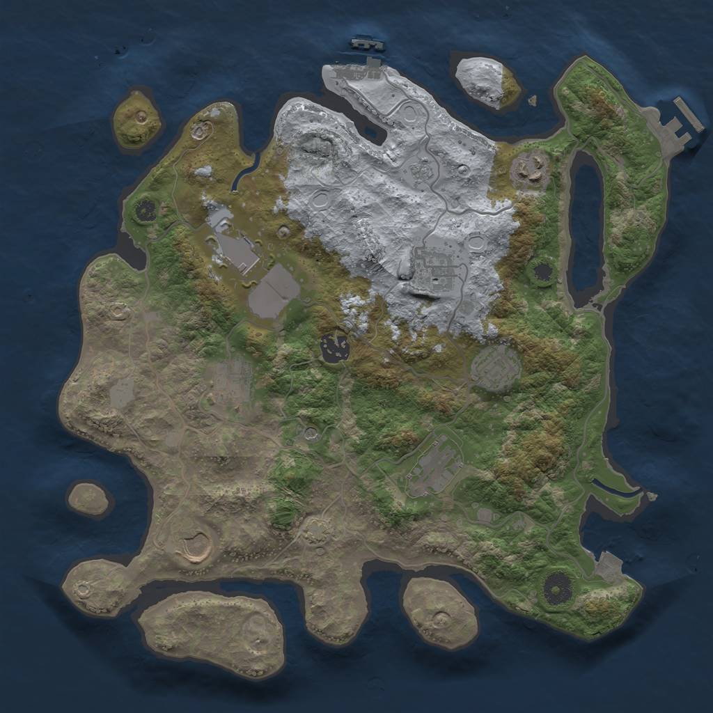 Rust Map: Procedural Map, Size: 3500, Seed: 1258586915, 16 Monuments