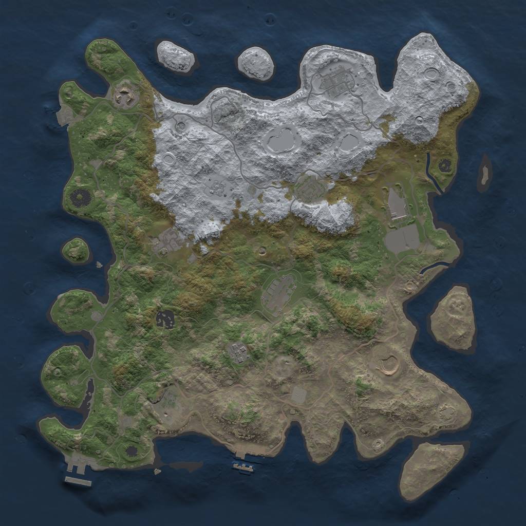 Rust Map: Procedural Map, Size: 4000, Seed: 1968528801, 18 Monuments