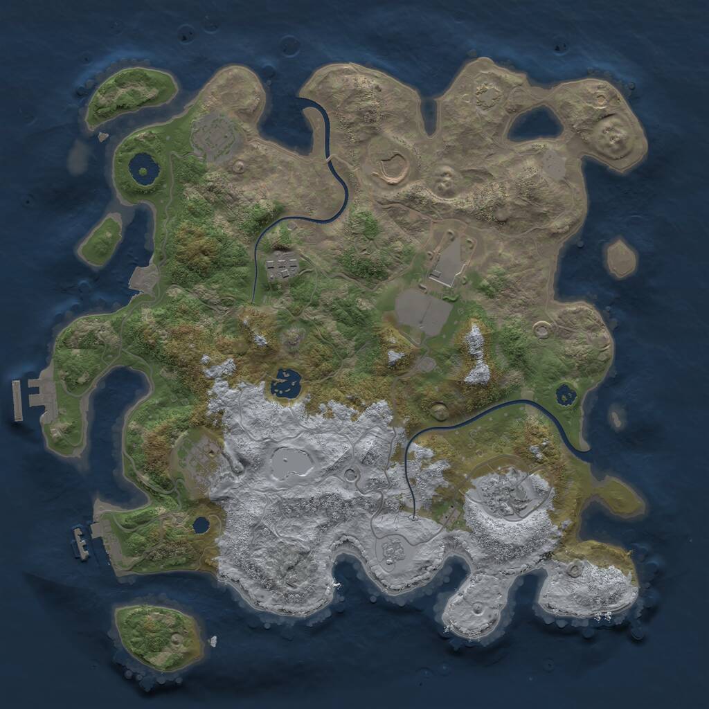 Rust Map: Procedural Map, Size: 3500, Seed: 1327522772, 13 Monuments