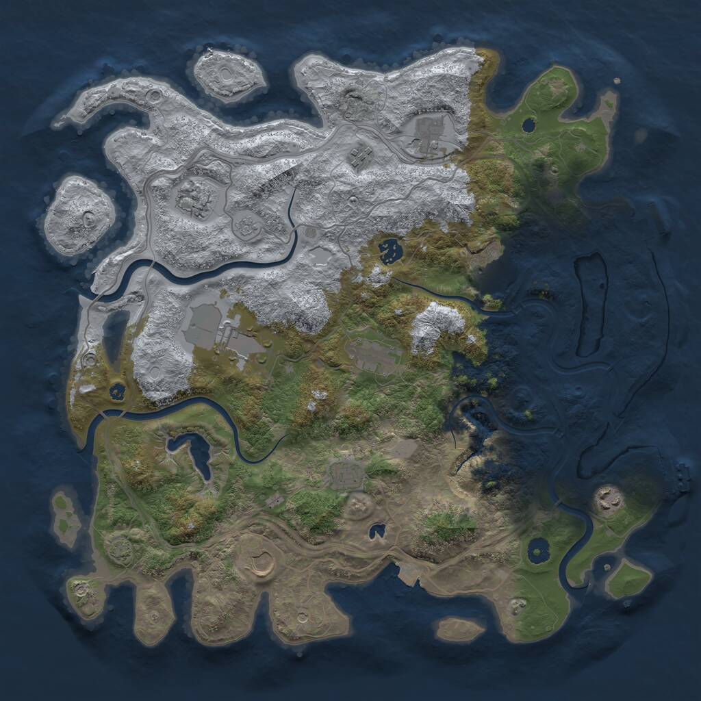 Rust Map: Procedural Map, Size: 4250, Seed: 803199419, 18 Monuments
