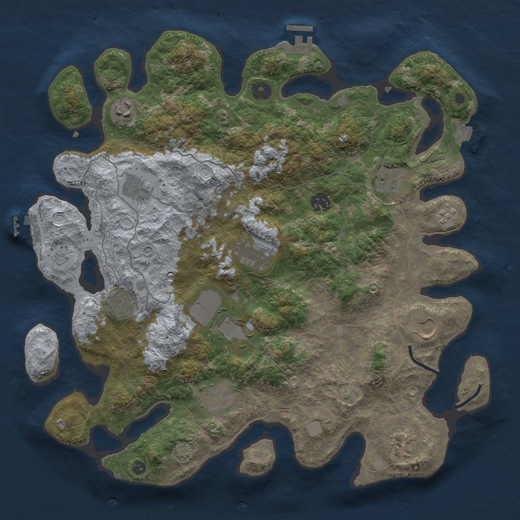Rust Map: Procedural Map, Size: 4000, Seed: 1099914761, 19 Monuments