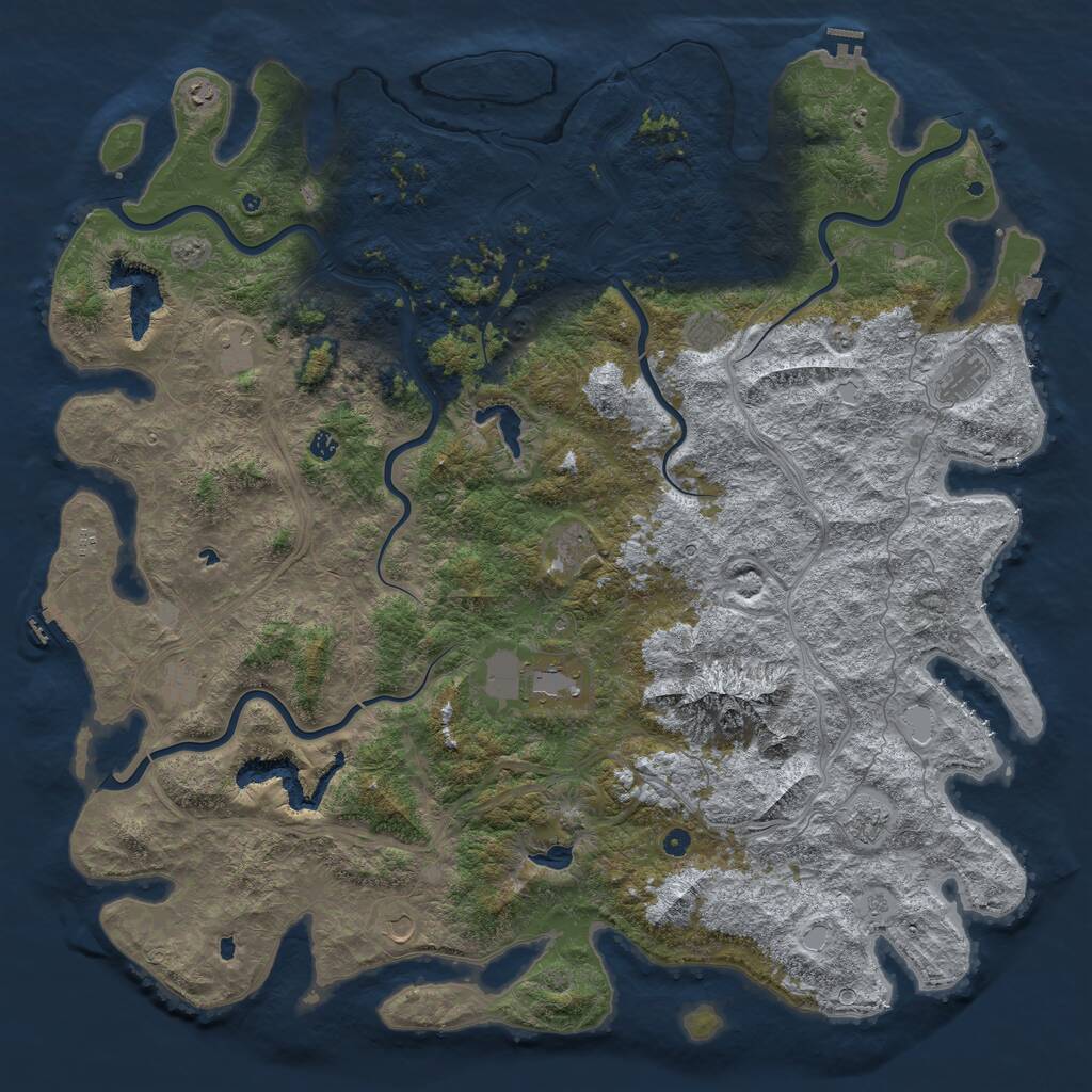 Rust Map: Procedural Map, Size: 6000, Seed: 2658459, 17 Monuments