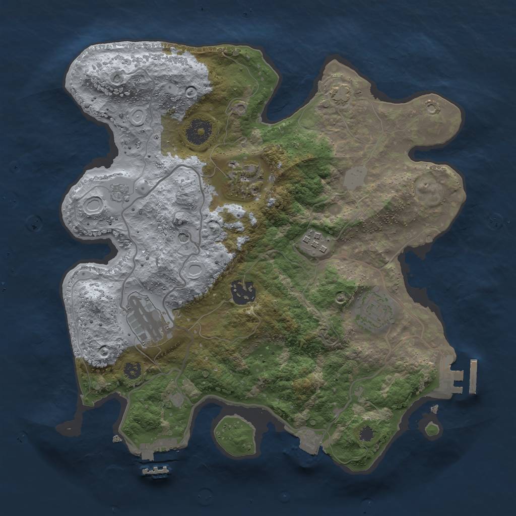 Rust Map: Procedural Map, Size: 3000, Seed: 684808426, 13 Monuments