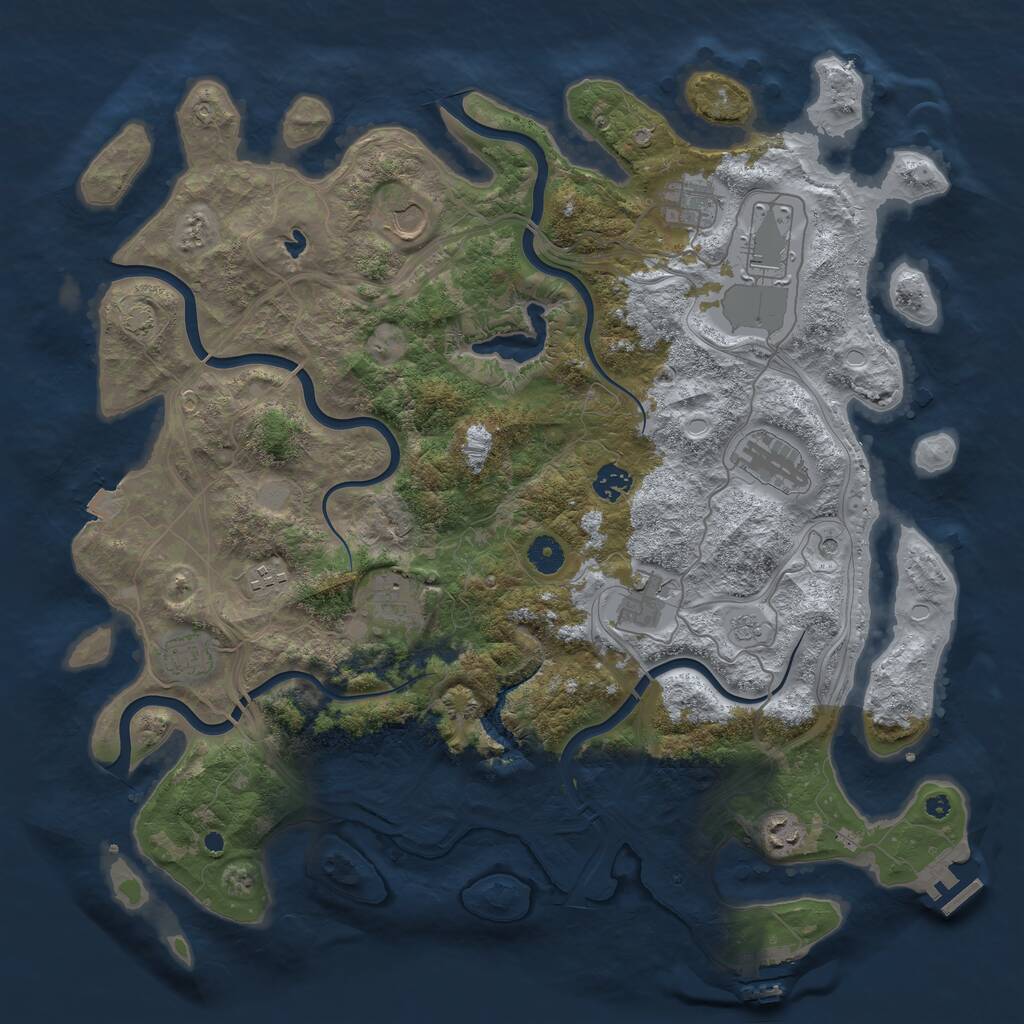 Rust Map: Procedural Map, Size: 4250, Seed: 689786502, 16 Monuments