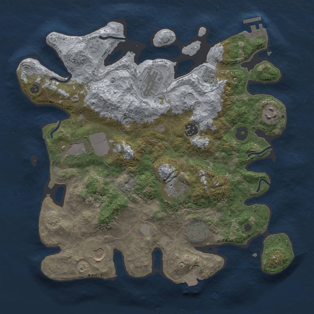 Rust Map: Procedural Map, Size: 3500, Seed: 494591, 15 Monuments