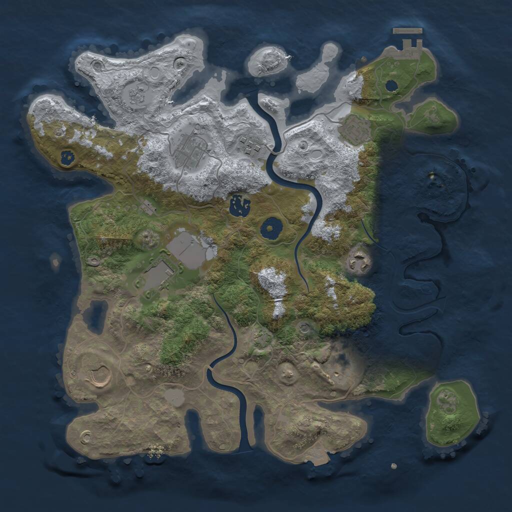 Rust Map: Procedural Map, Size: 3500, Seed: 494591, 13 Monuments