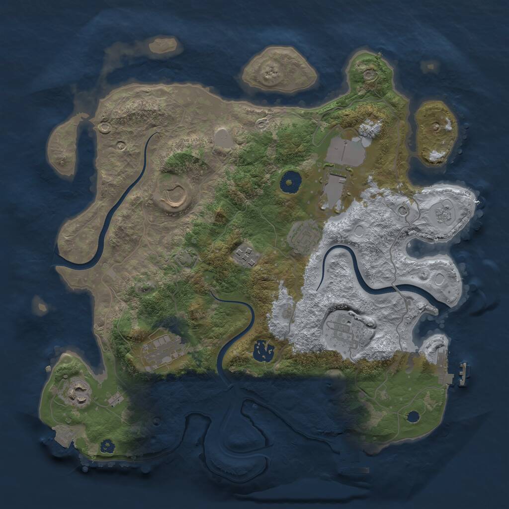 Rust Map: Procedural Map, Size: 3500, Seed: 329571825, 14 Monuments