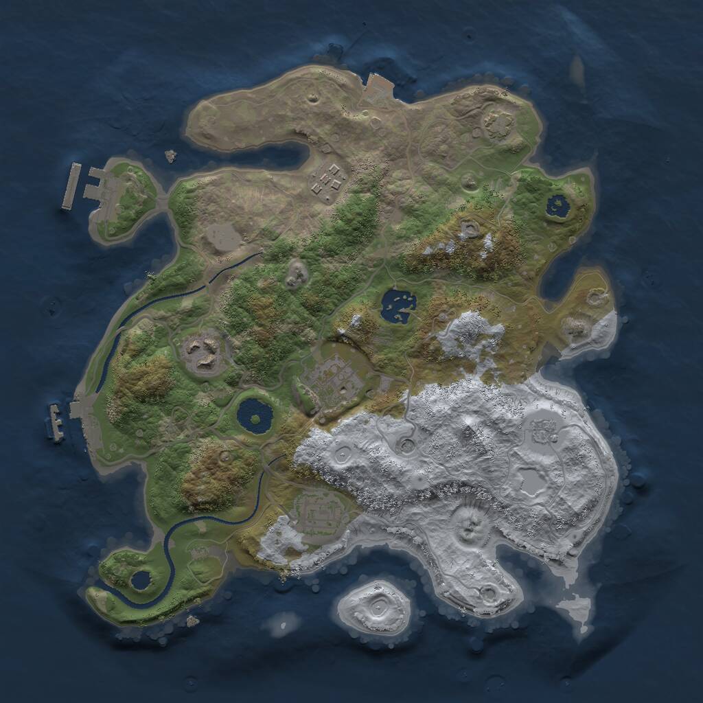 Rust Map: Procedural Map, Size: 3000, Seed: 2810436, 11 Monuments
