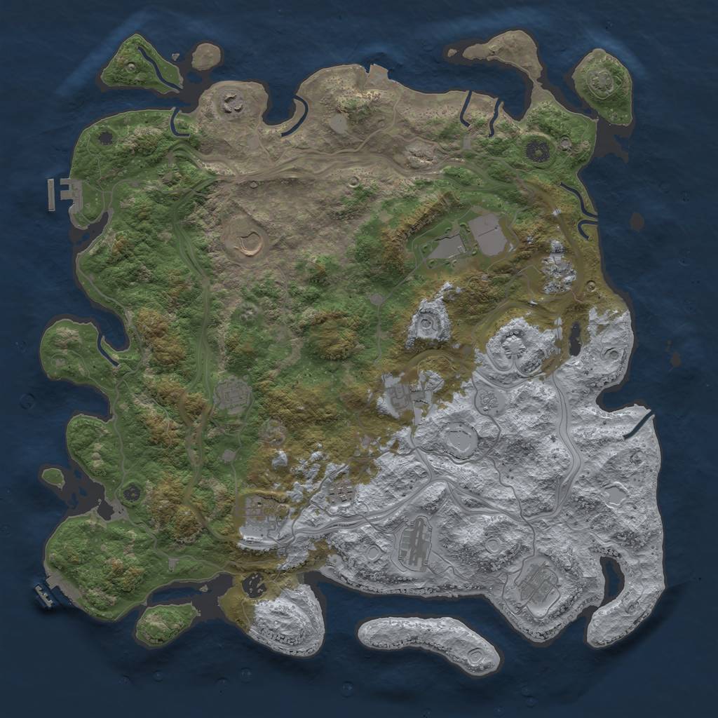 Rust Map: Procedural Map, Size: 4500, Seed: 1999215900, 19 Monuments