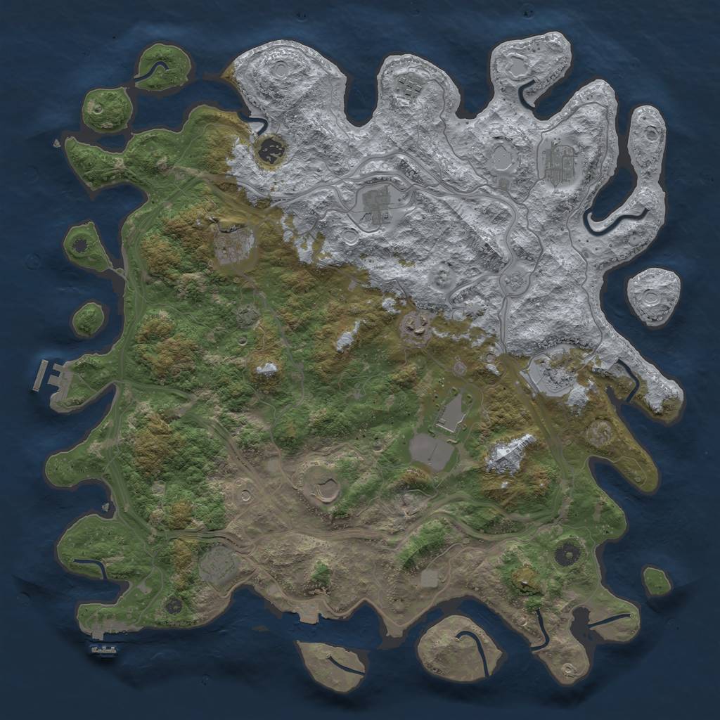 Rust Map: Procedural Map, Size: 4500, Seed: 1437152604, 18 Monuments