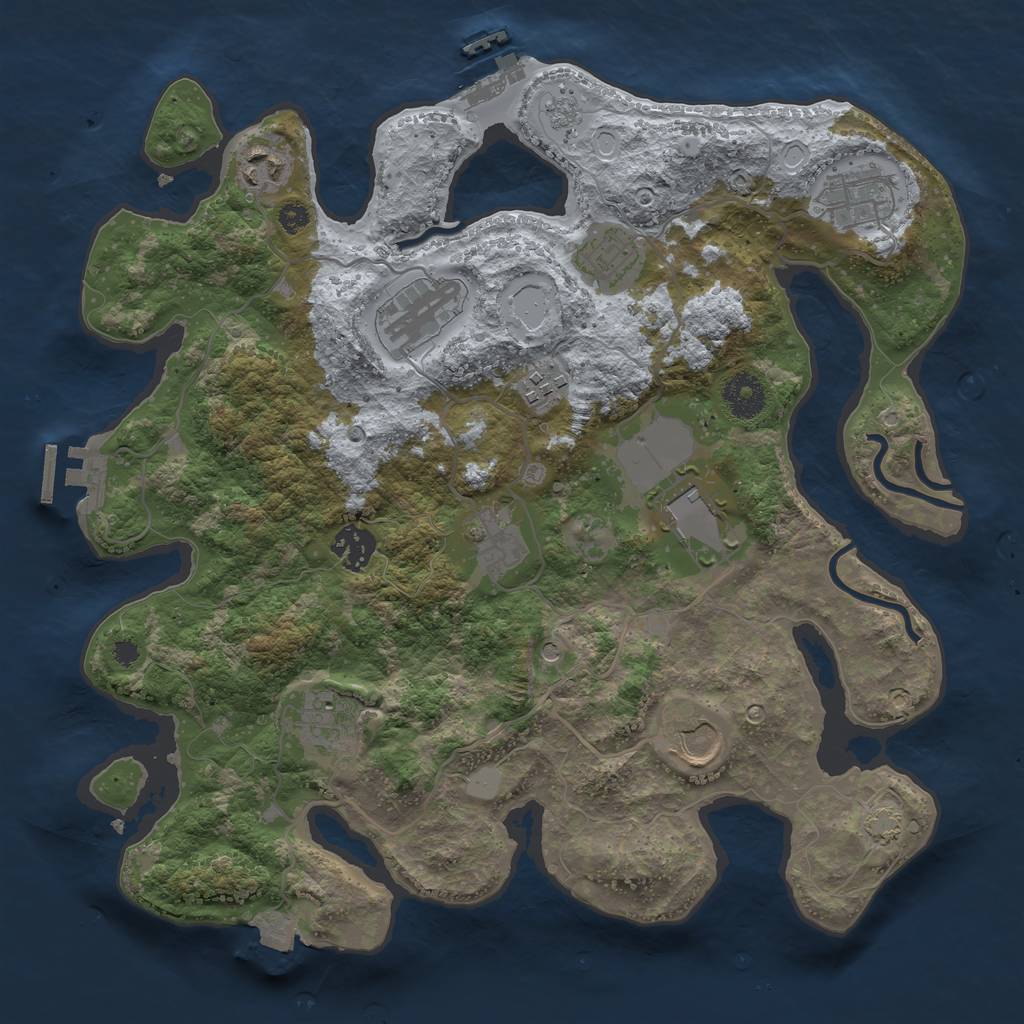 Rust Map: Procedural Map, Size: 3500, Seed: 1616866340, 18 Monuments