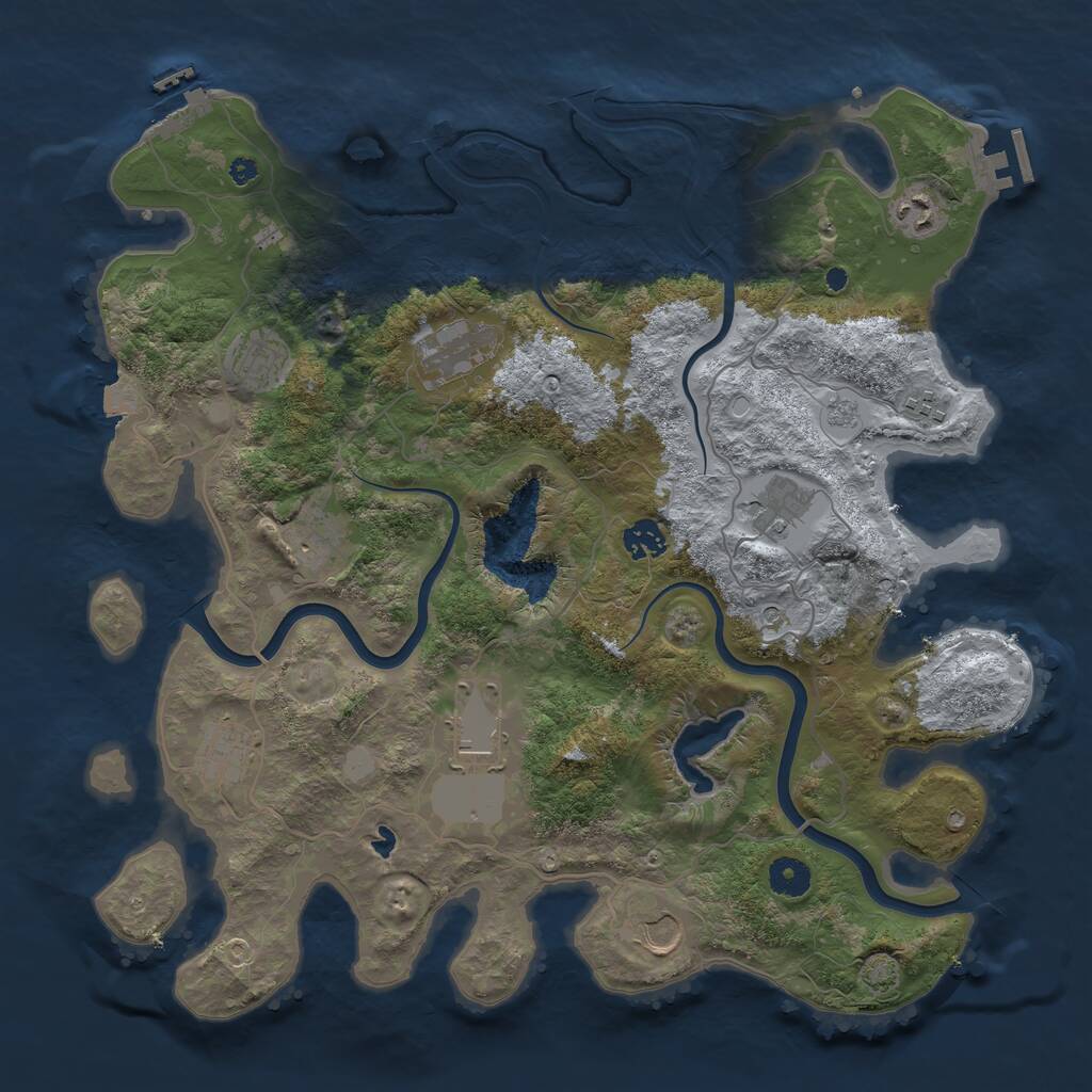 Rust Map: Procedural Map, Size: 4000, Seed: 6175, 16 Monuments