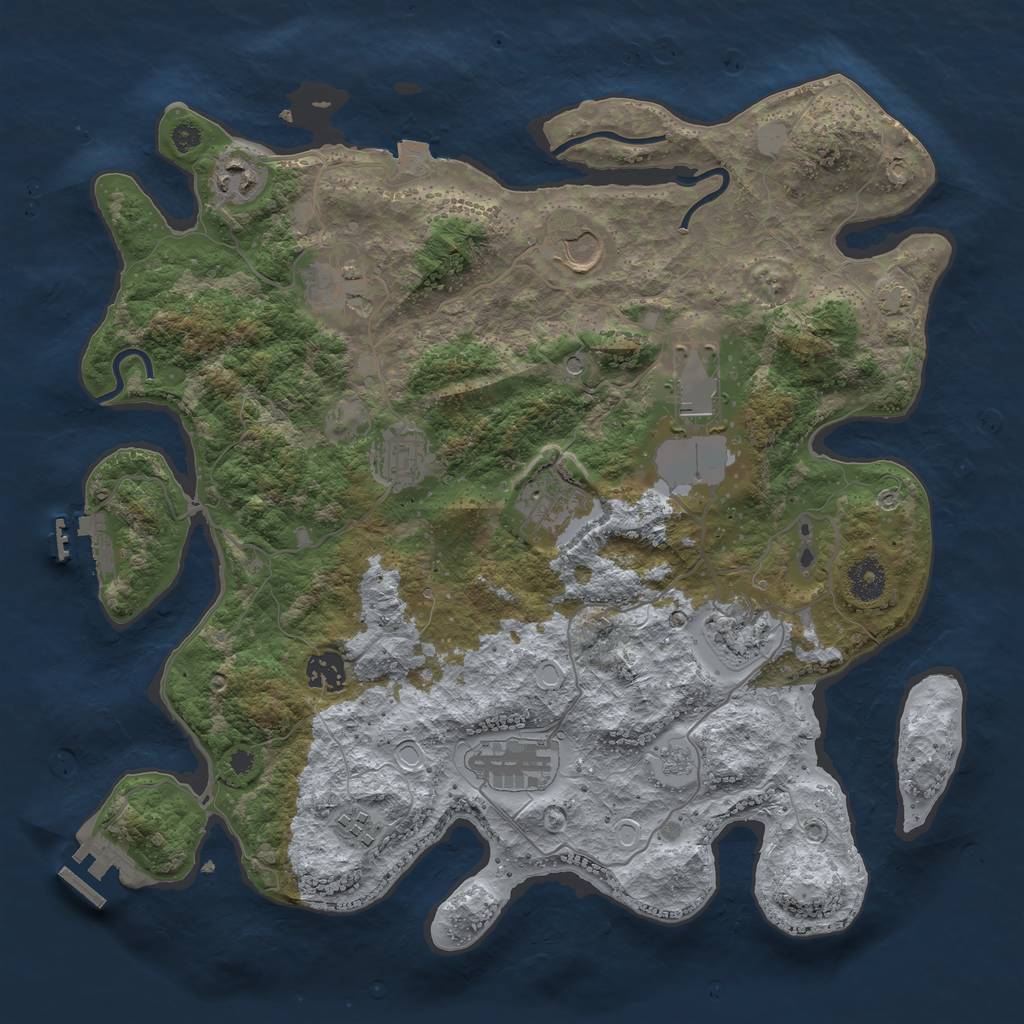 Rust Map: Procedural Map, Size: 3750, Seed: 899805773, 18 Monuments