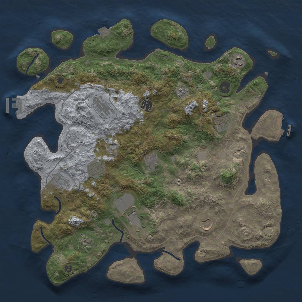 Rust Map: Procedural Map, Size: 4000, Seed: 2072437423, 19 Monuments
