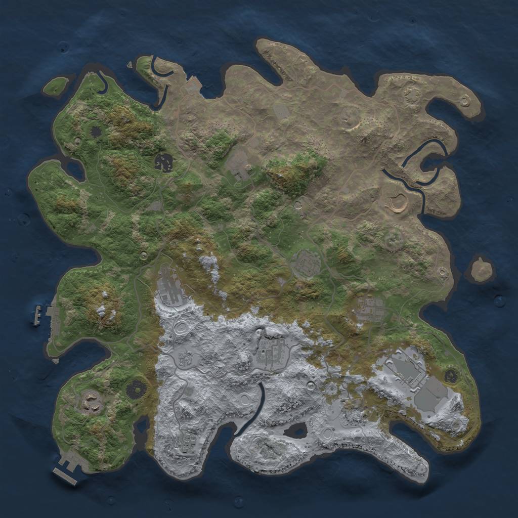 Rust Map: Procedural Map, Size: 4000, Seed: 1780921013, 19 Monuments