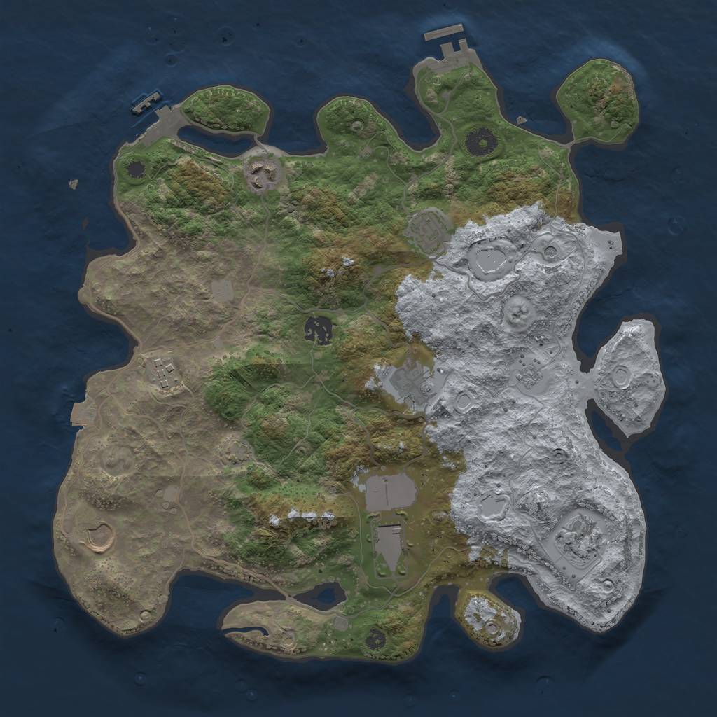 Rust Map: Procedural Map, Size: 3650, Seed: 1776240261, 16 Monuments