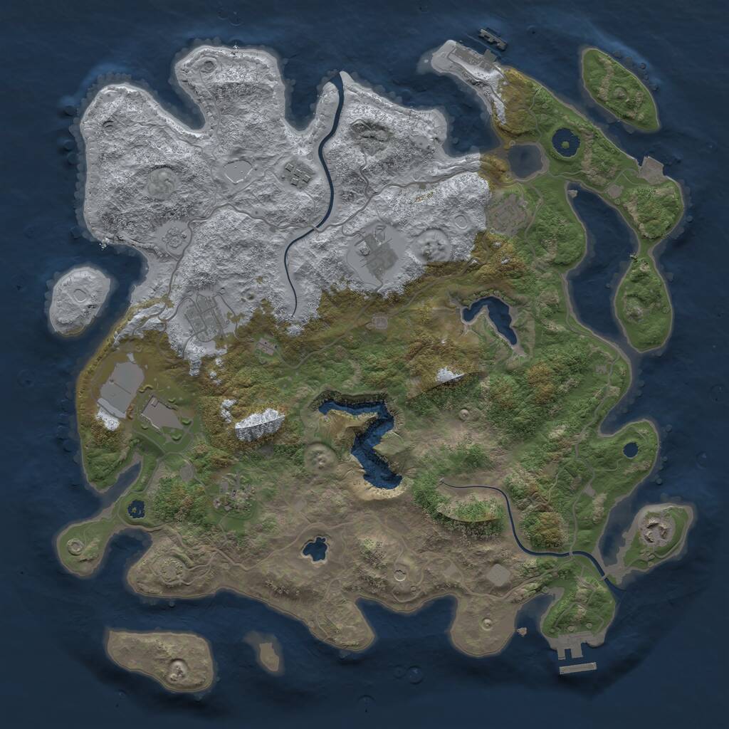 Rust Map: Procedural Map, Size: 4000, Seed: 850051611, 13 Monuments