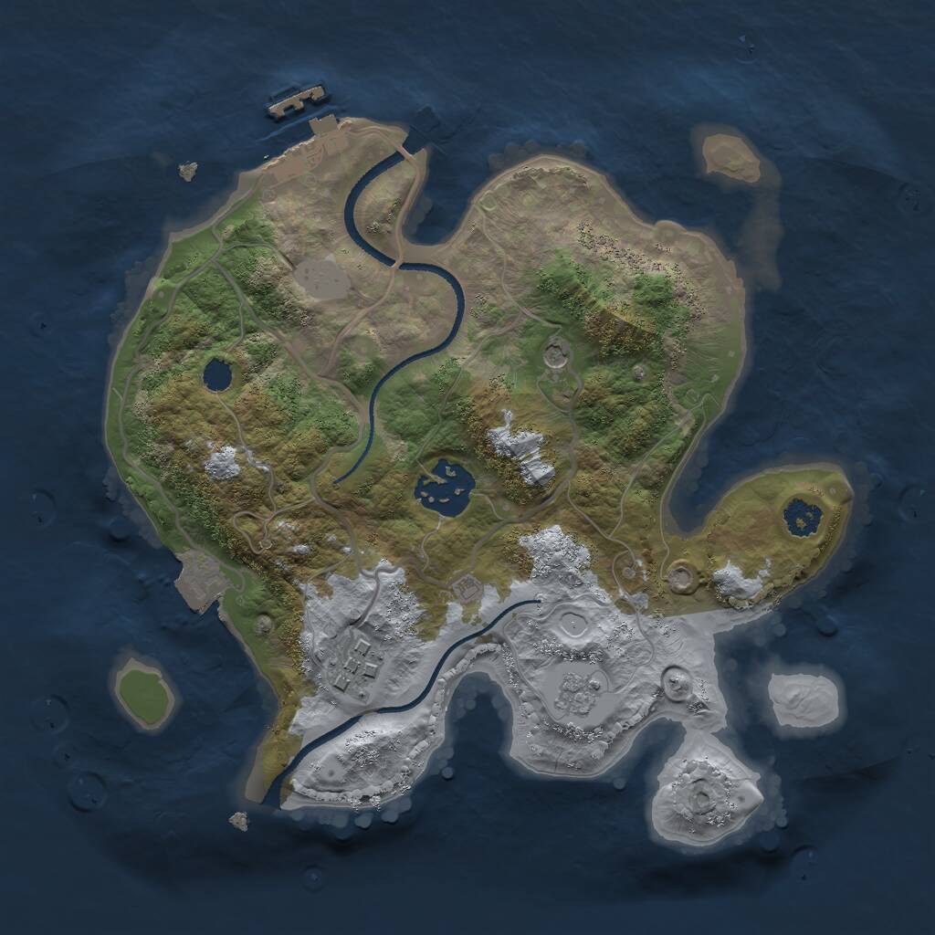 Rust Map: Procedural Map, Size: 2525, Seed: 50000, 6 Monuments