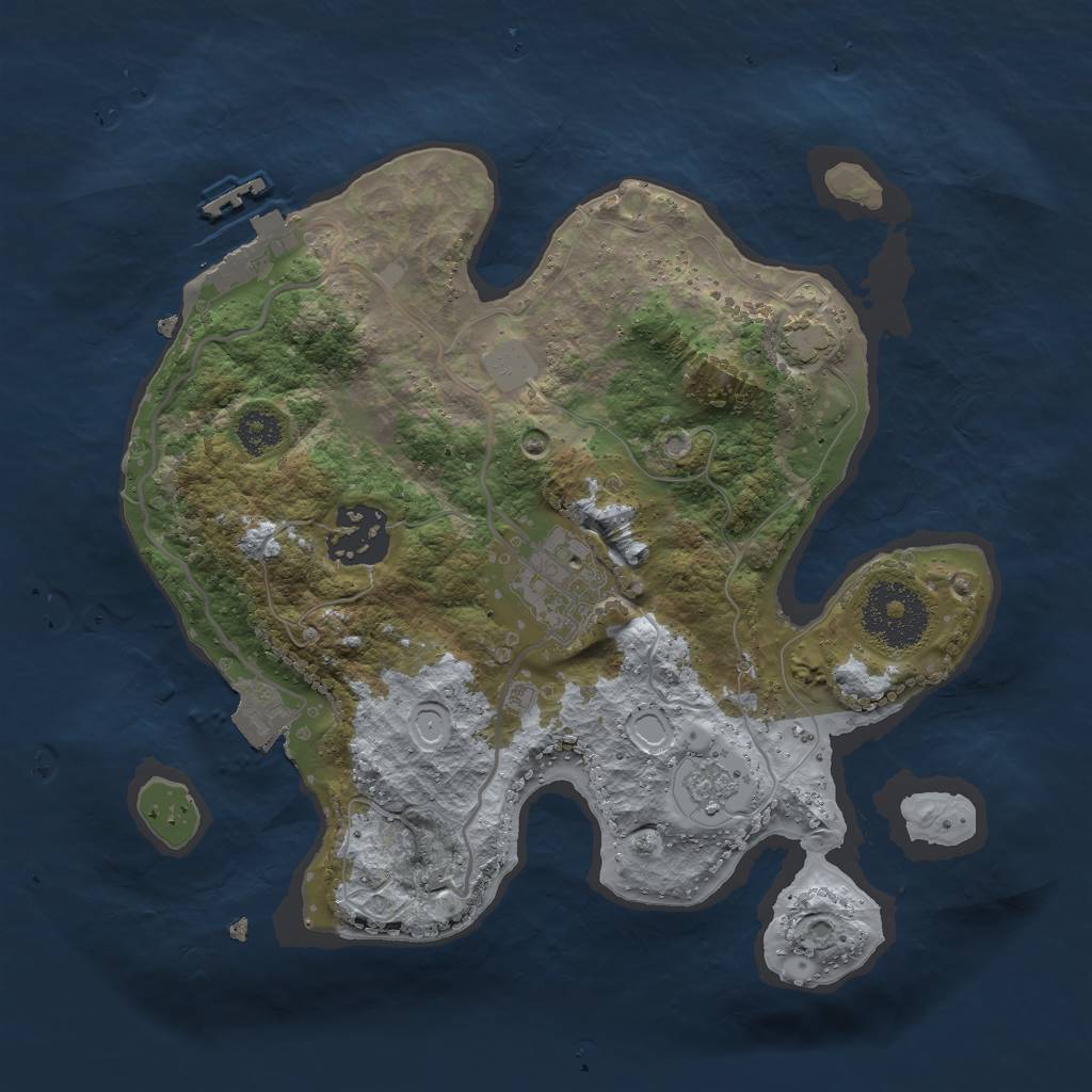 Rust Map: Procedural Map, Size: 2525, Seed: 50000, 8 Monuments