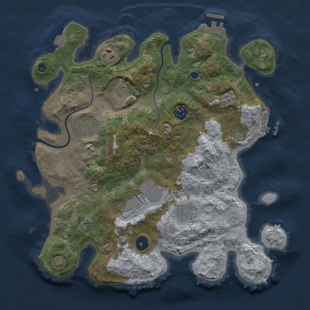 Rust Map: Procedural Map, Size: 3500, Seed: 12081981, 14 Monuments