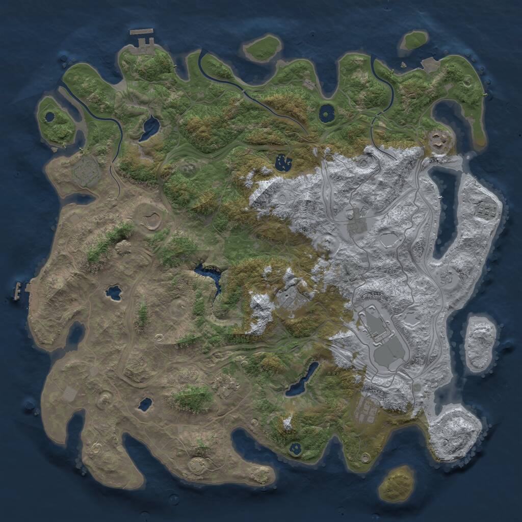 Rust Map: Procedural Map, Size: 4500, Seed: 1900942258, 16 Monuments