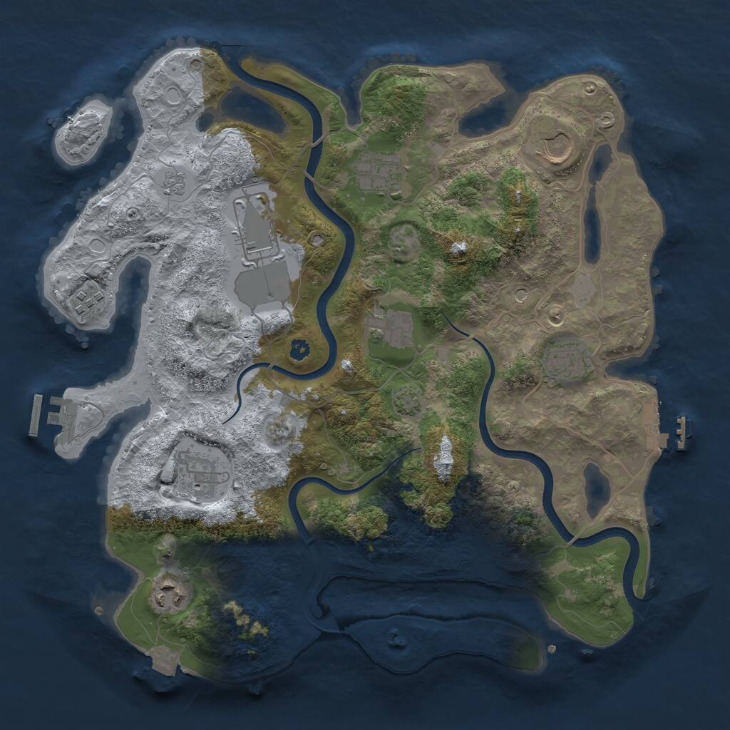 Rust Map: Procedural Map, Size: 3500, Seed: 3300591, 14 Monuments