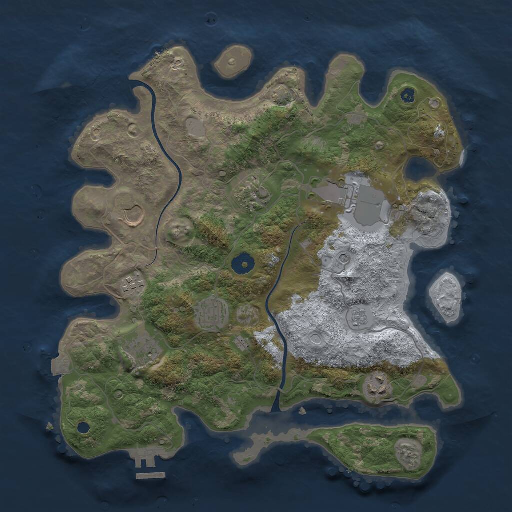 Rust Map: Procedural Map, Size: 3500, Seed: 503959931, 12 Monuments