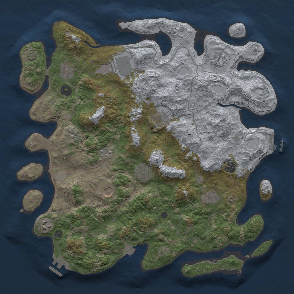 Rust Map: Procedural Map, Size: 4000, Seed: 1696718314, 18 Monuments