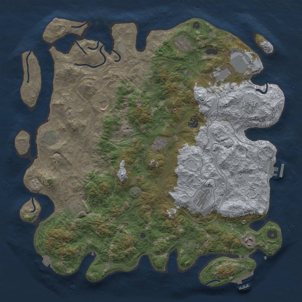 Rust Map: Procedural Map, Size: 4500, Seed: 1702734376, 19 Monuments