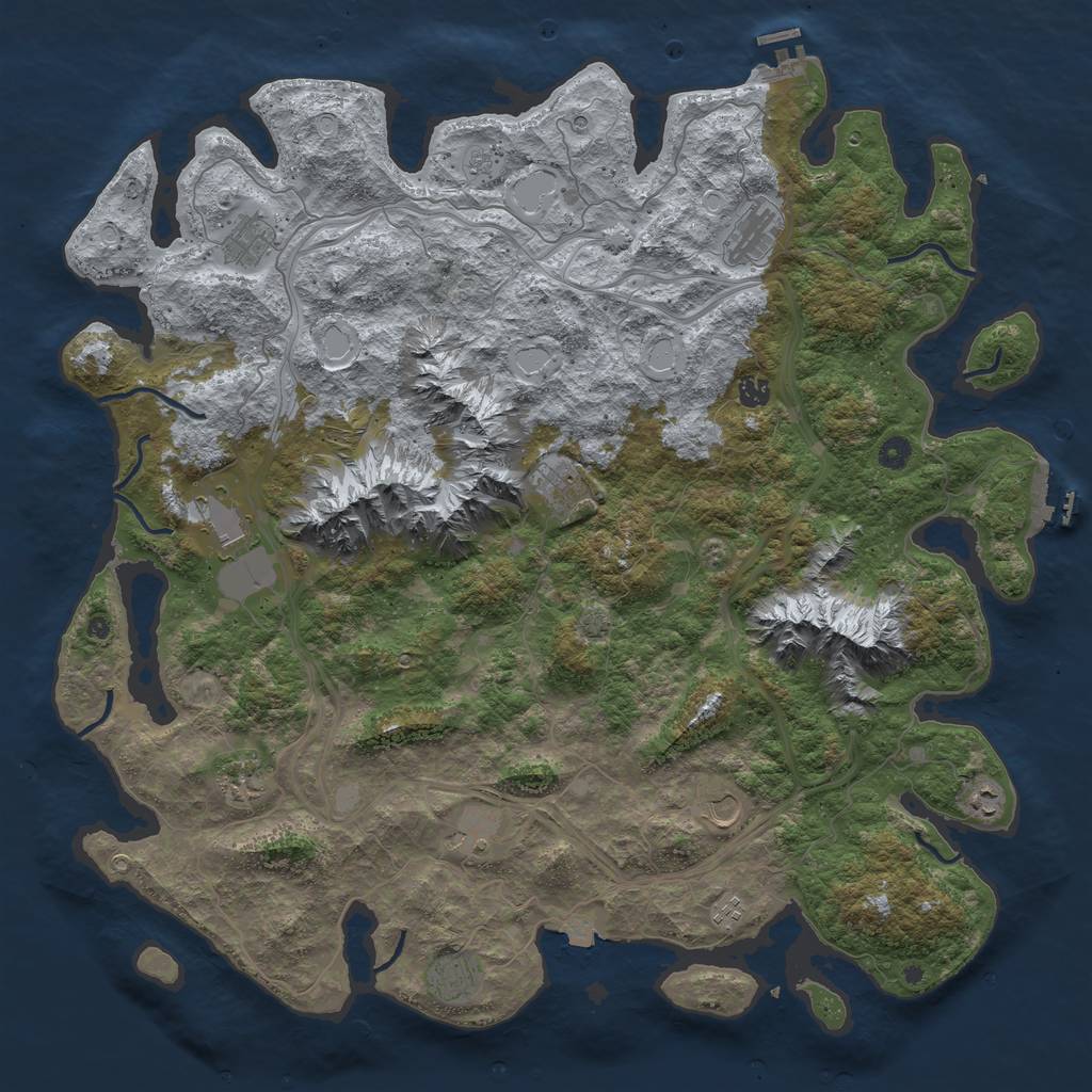 Rust Map: Procedural Map, Size: 5000, Seed: 1186410449, 19 Monuments