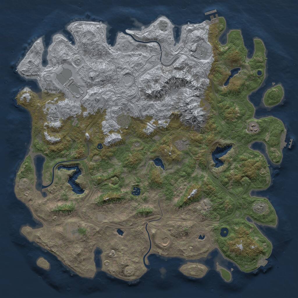 Rust Map: Procedural Map, Size: 5000, Seed: 1186410449, 16 Monuments