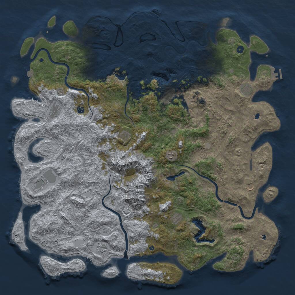 Rust Map: Procedural Map, Size: 6000, Seed: 420696425, 19 Monuments
